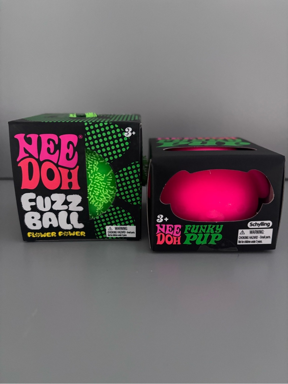 Authentic Schylling NeeDoh Fuzz Ball & Funky Pup Viral Sensory Toy Bundle